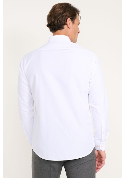 AC&Co / Altınyıldız Classics Erkek Beyaz Kolay Ütülenebilir Comfort Fit Geniş Kesim Klasik Yaka Gömlek Beyaz