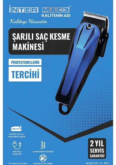 İnter Mac3 Şarjlı Saç Kesme Makinesi Tc-8017 5067