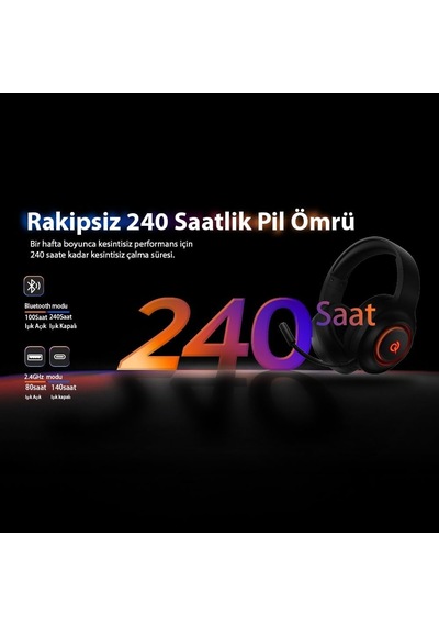 Ayrex Heroad V200 Rgb 7.1 Kablosuz Gaming Oyuncu Kulaklığı 3 Modlu Bt, 2.4ghz, Type-c Pc - Ps5