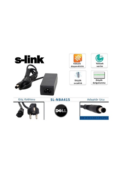 S-link Sl-nba415 45w 19.5v 2.31a 7.4-5.0-0.6 Dell Notebook Adaptörü