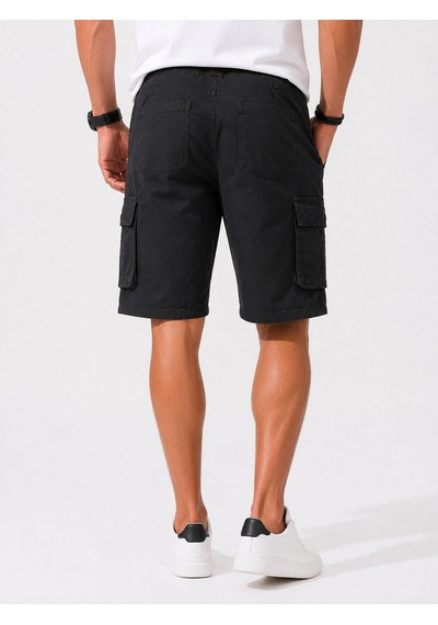 Classics Men Erkek Comfort Fit Keten Bel Lastikli Cepli Kapri Şort Haki