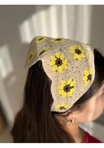 Kadın El Örgüsü Üçgen Bandana Saç Aksesuarı Karışık (Çok Renkli)