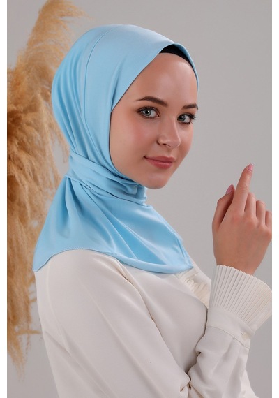 Melodi Scarf Kadın Tesettür Pratik Çıtçıtlı Sandy Fular Hazır Şal Bebe Mavisi Bebe Mavisi