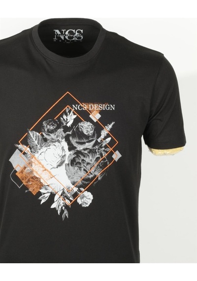Ncs Siyah Bisiklet Yaka Baskılı Slim Fit T-shirt Ncs 1194-siyah Siyah