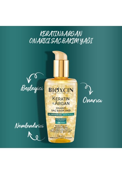 Bioxcin Keratin &amp Argan Onarıcı Saç Bakım Yağı 150 Ml - Yıpranmış Ve Hasar Görmüş Saçlar 2li Paket