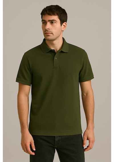 Parshey Regular Fit %100 Pamuk Polo Yaka Yarım Kollu Basic T-shirt Haki Parshey Regular Fit %100 Pamuk Polo Yaka Yarım Kollu Basic T-shirt Haki