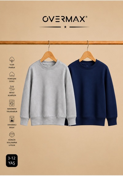 Overmax 2 Li Kapüşonsuz Sweatshirt Seti Çocuk Unisex - 3-12 Yaş Gri-lacivert - 920169697 Gri-lacivert Overmax 2 Li Kapüşonsuz Sweatshirt Seti Çocuk Unisex - 3-12 Yaş Gri-lacivert - 920169697 Gri-lacivert