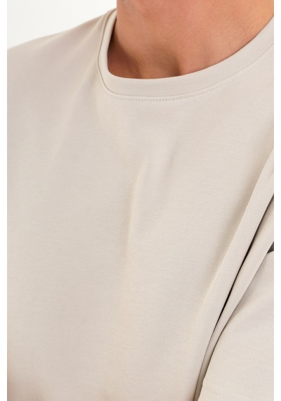 Blank Unisex Oversize Geniş Kesim Tişört %100 Pamuk Kalın Dokulu Bisiklet Yaka T-shirt Taş