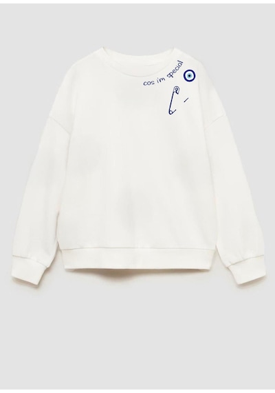 Monila Unisex Nazar Boncuğu Baskılı 3 İplik Kumaş Pamuklu Sweatshirt Ekru Monila Unisex Nazar Boncuğu Baskılı 3 İplik Kumaş Pamuklu Sweatshirt Ekru
