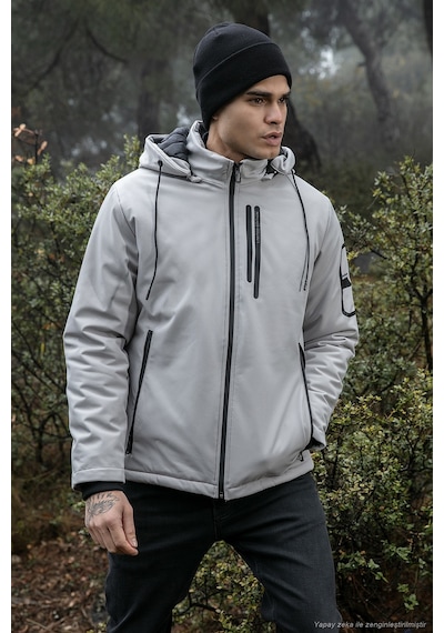 Buratti Regular Fit Çıkarılabilir Kapüşonlu Cepli Erkek Mont 497Albert Taş