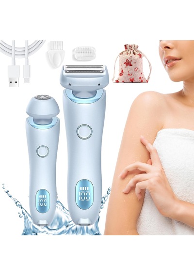 Kadın Tıraş Makinesi, Vücut Ve Yüz İçin 2'si 1 Arada Özel Tıraş Makinesi, Islak Ve Kuru Kullanım İçin Su Geçirmez Mavi X 2 Parça .