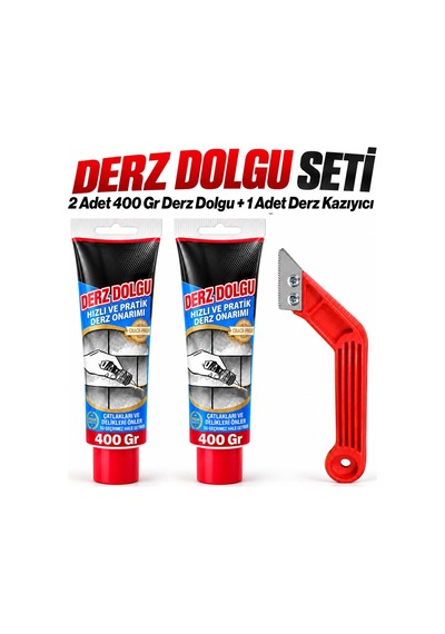 Tr Beyaz Hazır Derz Dolgu Seti 2 Adet 400 Gr 1 Adet Derz Kazıyıcı Fayans Arası Temizleme Yenileme Seti
