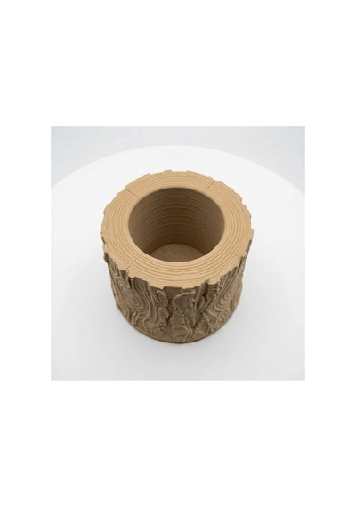 3d Baskı Ahşap Dokulu Kütük Saksı Ve Kalemlik - Özel Hediye Kutulu