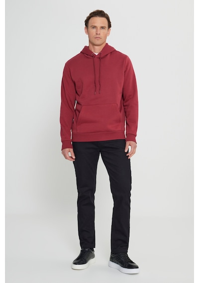 AC&Co / Altınyıldız Classics Standart Fit Normal Kesim Kapüşonlu Kanguru Cepli Pamuklu Erkek Sweatshirt Bordo