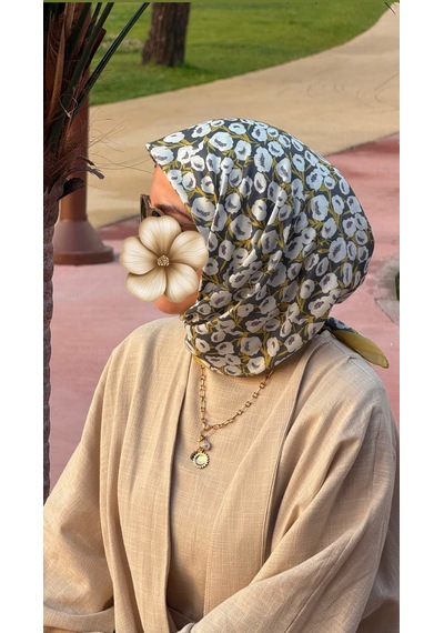 Qalortex Scarf Pamuklu Pera Desen Eşarp - Antrasit