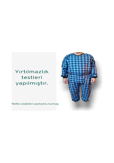 Benlife Uzun Kol Ribanalı Demans Tulumu Ekose Kumaş