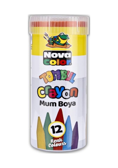 Tombul Mum Boya 12 Renk Metal Kutu 12 Renk Crayon 1 Adet Novacolo