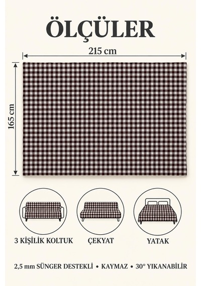 Çok Amaçlı Kadife Koltuk Örtüsü Kaymaz Süngerli 165x215 Cm Modern Bohem Çekyat Şalı Piknik Masa Örtüsü Alk4 Antrasit