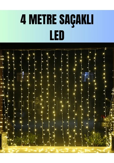 Hubrendy Tekno 4 Metre Yılbaşı Şelale Led Perde Işık Ev Bahçe Dekor