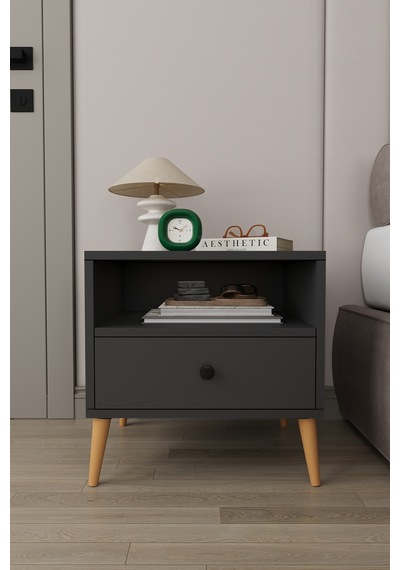 Modern Çekmeceli Komodin Şifonyer %100 Mdf Çok Amaçlı Organizer Kmd02 Antrasit