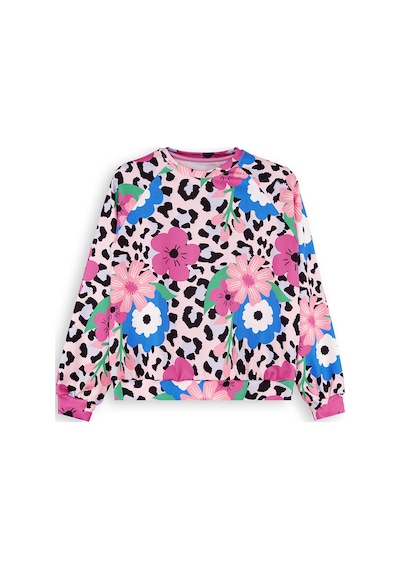Denokids Çiçekli Leopar Kız Çocuk Sweatshirt Renkli