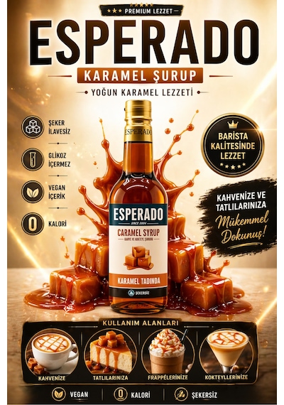 Şekersiz - Sugar Free Karamel Aromalı Kahve Şurubu 750 Ml - Barista Serisi Diğer