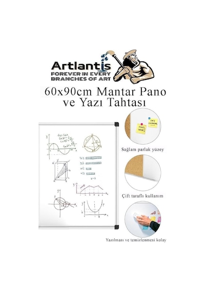 Çift Fonksiyonlu Yazı Tahtası Ve Mantar Pano 60x90 Cm 1 Adet Alüminyum Çerçeveli Yazı Tahta Kalemi Ve Silgisi Har Genel