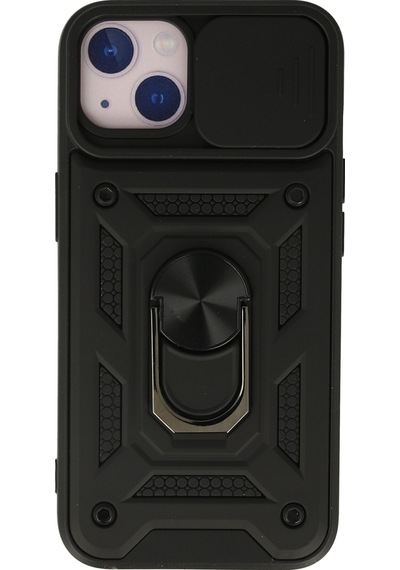 Apple Uyumlu iPhone 15 Kılıf Pars Lens Sürgülü Yüzüklü Standlı Korumalı Kılıf