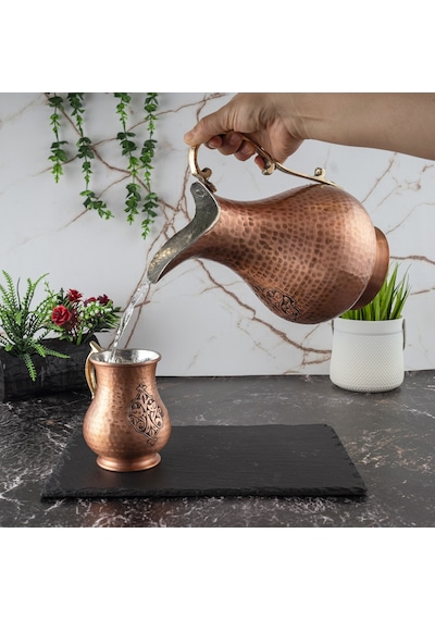 Dmt Copper Gaziantep Bakır El Işlemeli Otantik Sürahi-bardak Seti Otantik Kutulu Hediyelik