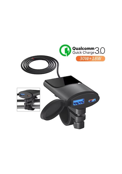 Motosiklet Type C Ve Usb Soketli Hızlı Şarj