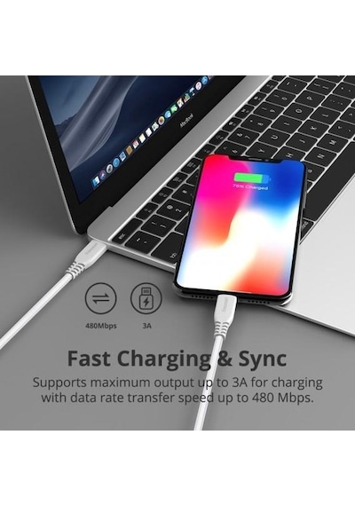 Tronsmart Pd Type-C Mfı Lightning Apple iPhone Uyumlu Hızlı Şarj Kablosu Siyah