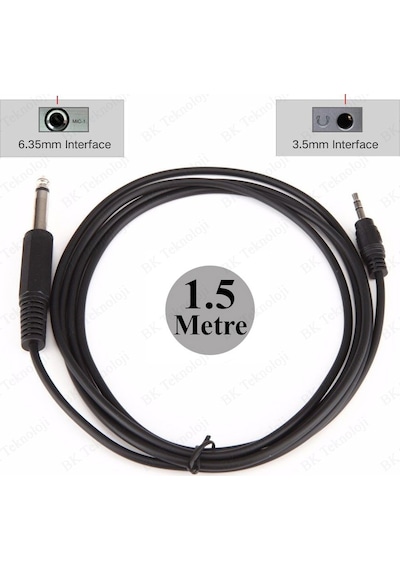 3.5 mm TRS Stereo Erkek - 1/4 (6.35 mm) TS Mono Erkek Ses Kablosu