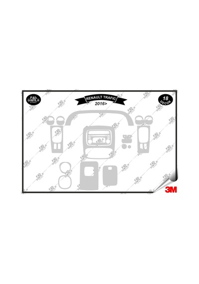 Renault Trafic 2016 Torpido Konsol Trim Göğüs Maun Kaplama Set 18 Parça Gümüş