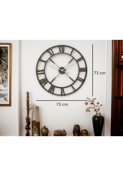 Eskitme Stil 73 Cm Duvar Saati Açık