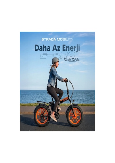 E-bro Hidrolik Disk Fat Bike Katlanabilir 20 Jant Elektrikli Bisiklet Turuncu
