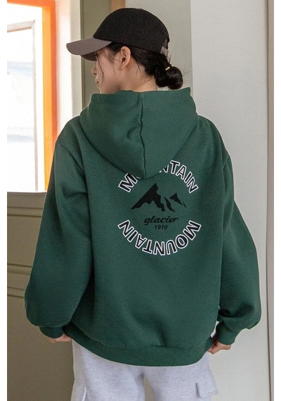 Unisex Montaın Baskılı Oversize Sweatshirt Siyah