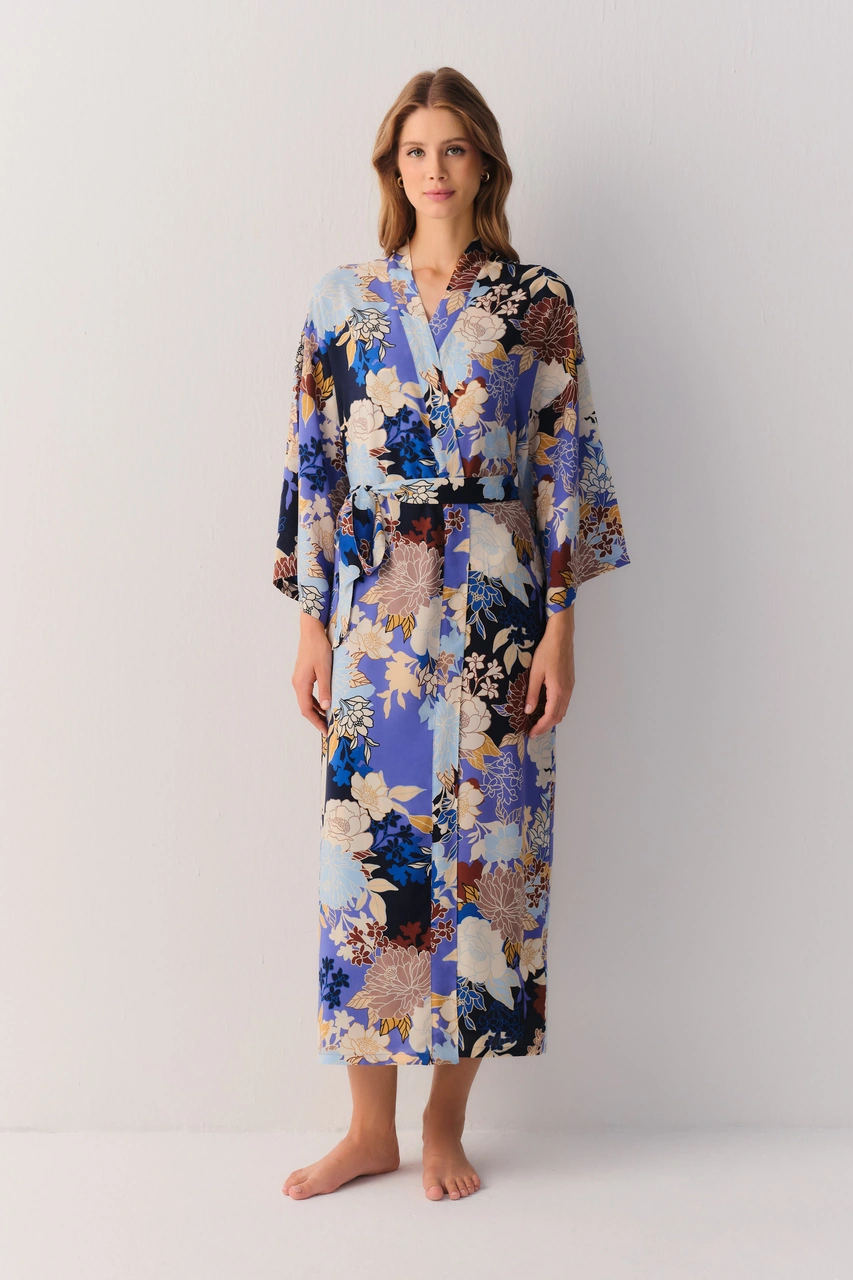 Suwen Flowery Night Uzun Sabahlık Sh26404615l846 Çiçek Desenli