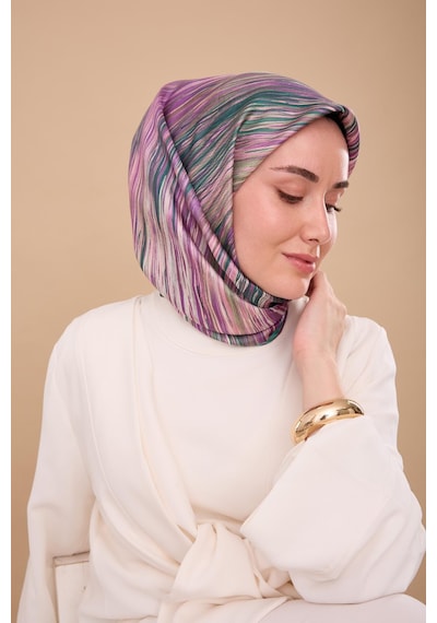 Silk Home Twill İpek Eşarp 11484-13 Camgöbeği, Mor, Pudra, Taş, Yeşil