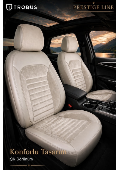 Citroen Nemo 2008-2014 Ortopedik Tay Tüyü Koltuk Kılıfı Prestige Line Krem
