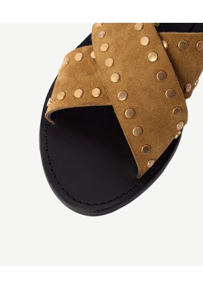 Yargıcı Çapraz Bantlı Trock Detaylı Deri Sandalet 26ykay4001x 013 Camel
