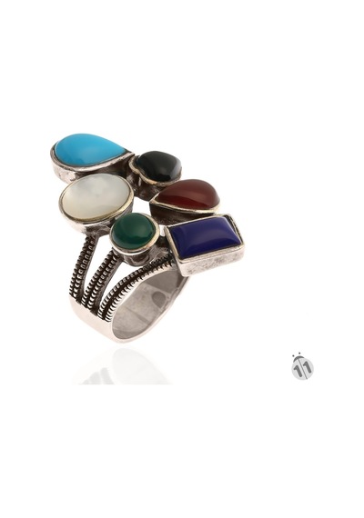 Mineral Takı Garnet, Jade, Turkuaz, Onyx, Sedef El Isi Yüzük