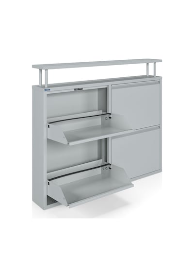 Ceha Tablalı 4'lü Metal Ayakkabılık - Gri K.AYK-2.4 /G/P 7035