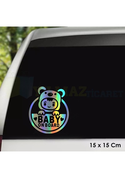 Arabada Bebek Var Baby On Board Hologram Oto Sticker Araba Etiket