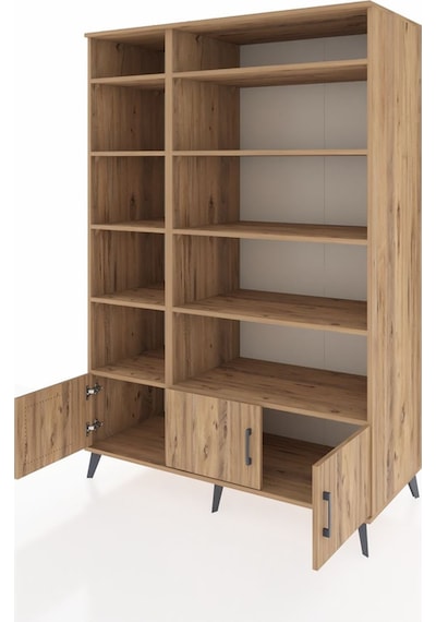 Kronos Dolap 10 Raflı 3 Kapaklı 132x59x195 Çam-çam/çam Çam