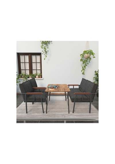 Mygusi Modern Balkon, Bahçe, Cafe - Metal Kanepe Koltuk Takımı - 2+1+1 60x90 Cm Masalı - Antrasit Mygusi Modern Balkon, Bahçe, Cafe - Metal Kanepe Koltuk Takımı - 2+1+1 60x90 Cm Masalı - Antrasit
