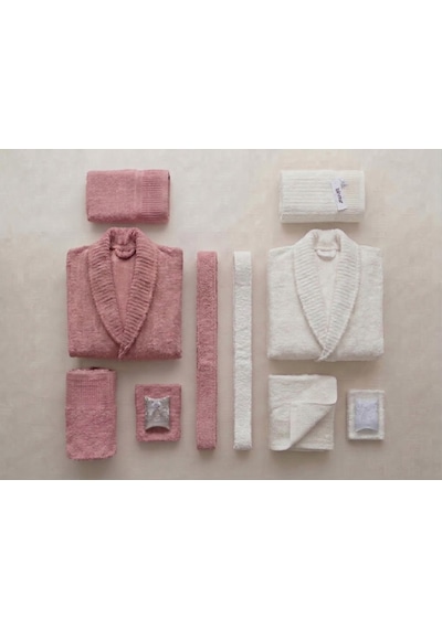 Binnur Line 10 Parça Aile Bornoz Takımı / %100 Pamuk / Aile Seti / Çeyizlik / Günlük / Modern / 1.kalite Beyaz - Pembe Binnur Line 10 Parça Aile Bornoz Takımı / %100 Pamuk / Aile Seti / Çeyizlik / Günlük / Modern / 1.kalite Beyaz - Pembe