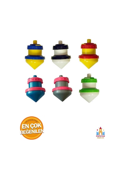 Plastik Basmalı Kendinden Dönen Topaç: 10'lu Set Plastik Topaçlar