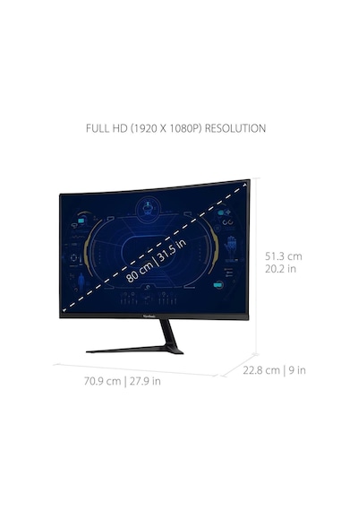 Viewsonic VX3218-PC-MHD 32" 1 MS Full HD Curved 180 Hz Oyuncu Monitörü (Outlet)