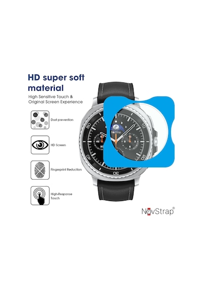 Novstrap Samsung Galaxy Watch 8 Classic 46mm İle Uyumlu Ekran Koruyucu 9h Temperli Cam Kolay Uygulama Aparatlı