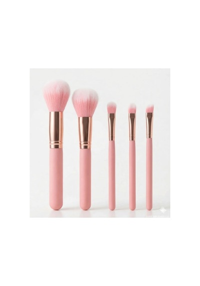 5 Parça Pastel Pembe Ve Rose Gold Profesyonel Makyaj Fırça Seti